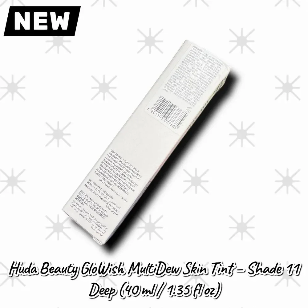 New NIB Huda Beauty GloWish MultiDew Skin Tint – Shade 11 Deep (40 ml / 1.35 fl